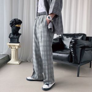 Mannen Plaid Business Casual Broek Streep Blazer Suits Broek Losse Formele Wijde Pijpen Broek Grijs/Kaki Sociale broek S-XL