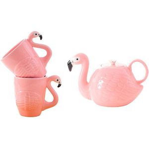 Mok Tumbler Mok Wijn Tumbler Keramische Flamingo Ketel Water Cup Creatieve Theepot Mok Theepot Koffie Kopjes Set