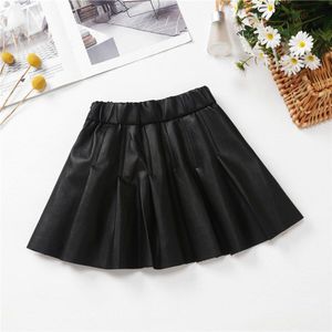 Baby Meisjes Rokken Lederen Kids Mini Rok Peuter Kinderen Kleding Kid Faux Leather Rokken Voor 110-160 Peuter Pu rok Geplooide