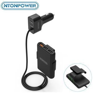 Ntonpower 5 Poorten Usb Qc 3.0 Autolader Met 1.8 M Verlengkabel Met Afneembare Clip Voor Mobiele Telefoon Tablet gps Auto-Oplader