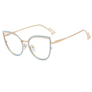 Kiekeboe Blauw Licht Filter Glazen Voor Vrouwen Clear Lens Computer Kat Bril Frame Metalen Optische Goud Frame Wit