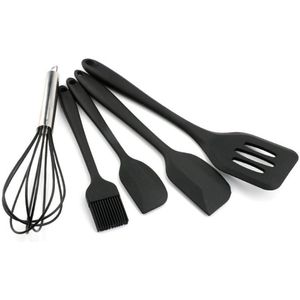 Kookgerei Set Siliconen Keukengerei 5 stks/set Food Grade Lepel Pollepel Duurzaam Rood/Zwart Praktische Spatel Non- stok Pan