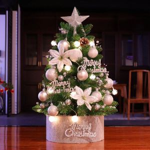 60Cm Mini Kerstboom Met Verlichting Bel Kegels Nieuwjaar Decor Kerst Home Decoratie Festival Party Desktop Decoratie