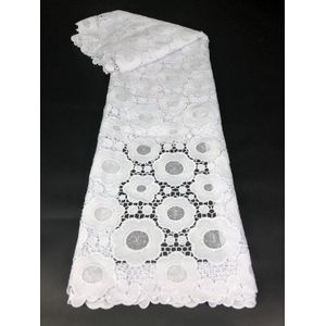 Pure White Nigeria Kant Stof Kant Guipure Koord Kant Stof Sequin Lace Stof 5 Yards Bruiloft