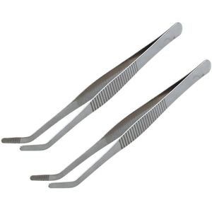 2X Silver Tone Metal Chinese Kongfu Cha Dao Thee Tong Pincet 7.4 Inch Lange