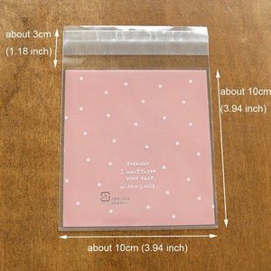 100 stuks Roze Stippen Plastic Zakken Dank u Cookie Candy Bag Zelfklevende Bag Biscuit Bakken Verpakking Zak briefpapier Envelop