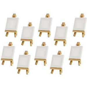 -10 Sets Mini Display Schildersezel Met Canvas 8X8Cm Bruiloft Tafel Nummers Schilderen Hobby Schilderen Craft Diy Tekening Kleine tafel E