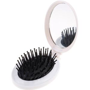 Draagbare Ronde Pocket Kleine Size Reizen Massage Vouwen Kam Meisje Haar Borstel Met Spiegel Styling Tools 5 Kleuren
