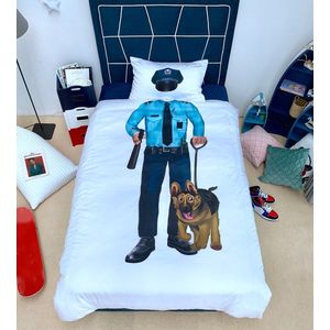 Novelty Cop Politie Hond Print Kids Beddengoed Set Dekbed Dekbedovertrek Set + Kussensloop Twin Enkele
