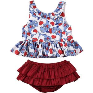 0-24M Peuter Kids Meisjes Kleding Sets Bloemen Print Mouwloos Vest + Shorts