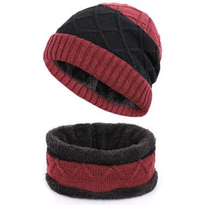 Mannen Hoed Sjaal Set Winter Knit Beanie Warm Beanie Fleece Acryl Accessoire Outdoor Skiën Sneeuw Hoofddeksels