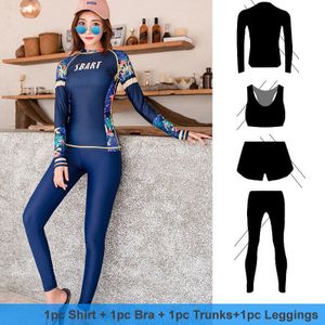 Duiken Huid, vrouwen Wetsuit Rash Guard Top & Bottom-Full Body 4 stk/set Uv-bescherming Badpak-voor Snorkelen Surfen Zwemmen