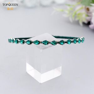 Topqueen FG05 Luxe Groene Diamant Crystal Haarband Sparkly Strass Barokke Hoofdband Voor Mode Vrouwen Haar Accessoires