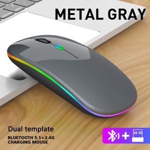 Draadloze Muis Bluetooth Muis Rgb Oplaadbare Stille Mause Ergonomische Gaming Muis Voor Laptop Pc Macbook 1600Dpi 2.4G Muis