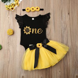 Pudcoco Pasgeboren Baby Meisje Kleding Mijn 1st Verjaardag Kant Ruche Mouwloze Romper Tops Mini Tule Rok Hoofdband 3Pcs Outfits set