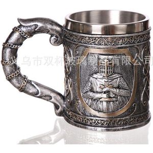 Middeleeuwse Tempeliers Crusader Knight Mok Pak Van Armor Ridder Van De Cross Bier Stein Tankard Koffie Cup WY71301