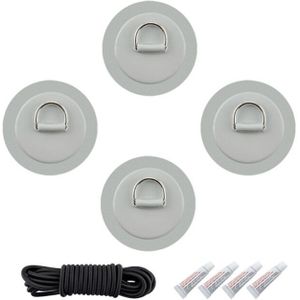 4 Stuks D-Ring Pvc Patch Met Lijm En Bungee Voor Opblaasbare Boot Kajak Accessoires