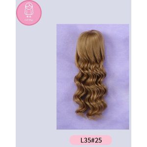 BJD Pruik 1/4 Lange Krullend Bang Hoge Temperatuur Haar Zilver Bruin Voor 1/4 BJD Minifee Luts Pop Accessoires