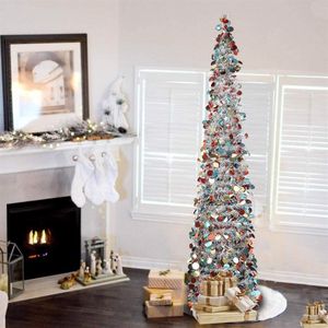 Opvouwbare Kerstboom Diy Sequin Metalen Draad Kunstmatige Kerstboom Thuis Decoratie Boom Jaar Party Scene Layout