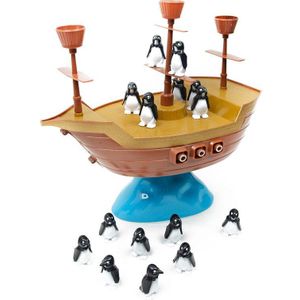 Leuke Pinguïn Piratenschip Balans Familie Interactie Kinderen Desktop Game Educatief Speelgoed Voor Kinderen