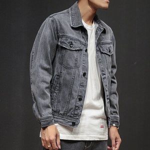 Herfst Mannen Korte Denim Jacke Trend Slim Retro Casual Jacke Grijs Denim Wilde Lente Jas Heren kleding