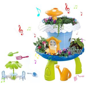 16 Stks/set Kids Diy Montage Speelgoed Set Gieter Bloemen Arrangement Speeltoestel Met Muziek Lichten Tuin Onderwijs Speelgoed