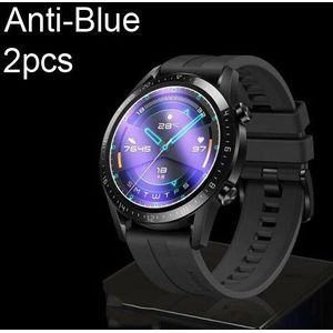 2 Pcs Gehard Glas Voor Huawei Horloge Gt 2 GT2 46 Mm Cover Hd Clear/Anti Blauw Paars Licht 9H 10D Beschermende Film Screen Protector