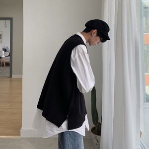 Herfst Koreaanse Trui Vest Mannen Warme Mode Effen Kleur Gebreide Trui Mannen Streetwear Wilde Losse Vest Breien Truien Heren