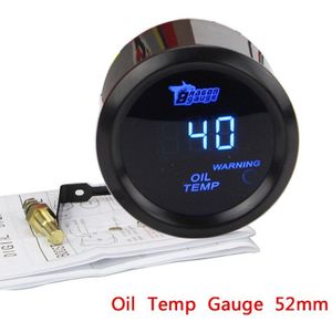 Olie Temp GAUGE 52mm Olie Temp Gauge Blauwe LED 40 ~ 150 Celsius Temperatuur Auto Meter Zwart Shell 12V Digitale Display mroil