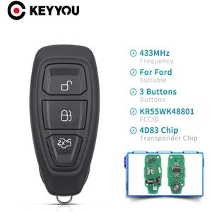 KEYYOU 434/433MHz 4D83 Chip KR55WK48801 3 Knoppen Autosleutel Afstandsbediening Sleutel voor Ford Focus C- max Mondeo Kuga Fiesta B-Max