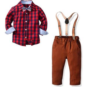 Jongens Kleding Sets Baby Kinderen Bowtie Rooster Shirt + Jarretel Broek 2 Stuks Party Bruiloft Kinderen Gentleman Outfits