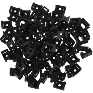 100Pcs Plastic Draad Buddle Cable Tie Mount Zadel Zwart
