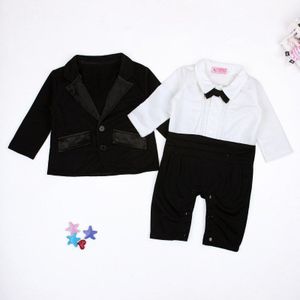 Baby Vlinderdas Zwart Pak Set Gentleman Nobele Prins Jurk Banket Halloween Carnaval Cosplay Party Kids Leuke Rompertjes 2022