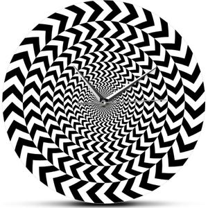 Hypnotic Zwart Wit 3D Vision Cool Woonkamer Interieur Decor Spiraal Geometrische Optische Illusie Non-Tikkende Wandklok Horloge