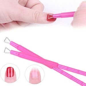Pro Plastic Roze Handvat Remover Manicure Care Tools Driehoek Stok Staaf Nail Cuticle Pusher
