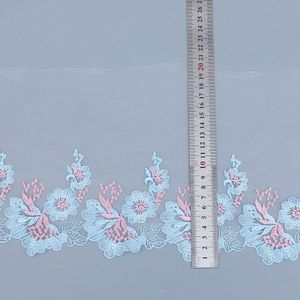 2Yards Flower LaceTrim Dress Wedding Blue Pink Lace Ribbon Fabric Applique Baby DIY Embroidered Sewing Craft 20cm