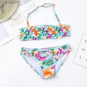 Bloemenprint Meisjes Bandage Bikini Kinderen Badpak Beachwear Meisjes Badmode Kinderen Meisjes Badmode Badpak Badpak 156