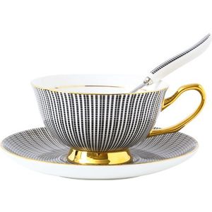 Engels Stijl Korte Afternoon Tea Koffiekopje Schotel Sets Bone China Delicate Gouden Tazas Xicaras Tasse Cafe Coffe Koffie Kopjes