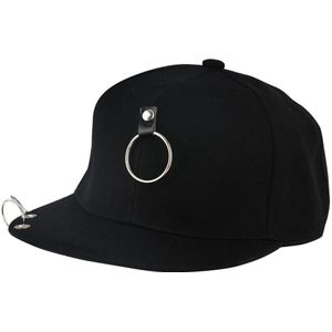 Vader Hoed Creatieve Piercing Pin Metalen Ring Baseball Cap Punk Hip Hop Caps Katoen Volwassen Verstelbare Effen Zwarte Ketting Unisex hoeden
