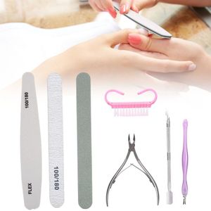 7Pcs Nail File Huidtang Staal Pusher Oor Schoonmaken Gereedschap Dode Huid Verwijderen Manicure Tool Set