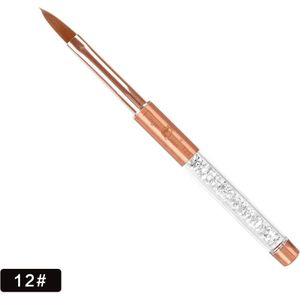 1Pcs Acryl Borstel Kristal Handvat Nail Brush Glod Nail Brush Marterhaar Tekening Uv Gel Pen Nail Art Diamant kristal Pen