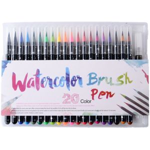 20 kleuren Aquarel Brush Pen Set Zachte Waterbrush Art voor Schoolbenodigdheden Briefpapier Tekening Kleuren Boeken Manga Kalligrafie