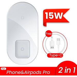 Baseus 2 In 1 Dual Qi Draadloze Oplader Voor Iphone 11 Pro Max X Airpods 15W Snelle Draadloze Opladen pad Inductie Wirless Lader