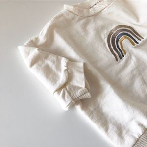Baby T-shirt Herfst Winter Jongens Meisjes Regenboog Borduren Sweatshirts Baby Kind Mode Uitloper Kleding Tops 1-4 Y