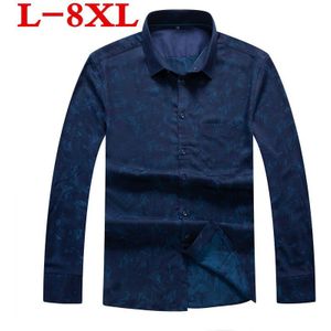 8XL 7XL 6XL Plus Size Mannen Shirt Lange Mouw Mode Bloemen Afdrukken Mannelijke Shirts Kleding Casual Shirt Man Camisa masculina