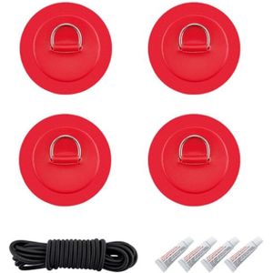 4 Stuks D-Ring Pvc Patch Met Lijm En Bungee Voor Opblaasbare Boot Kajak Accessoires