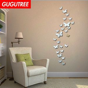 Versieren Home 3D Buttlefly Kunst Muur Spiegel Sticker Decoratie Decals Muurschildering Verwijderbare Decor Behang LF-1158