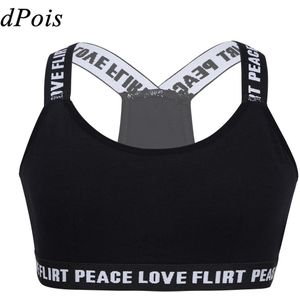 Puberteit Groeiende Jonge Meisjes Gewatteerde Katoen Polyester Sport Beha Kids Fitness Training Crop Top Elastische Sport Bh Yoga Bras