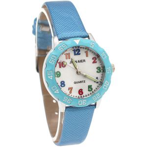 Groene Jongen Horloge Meisje Kids Kinderen Leer Tijd Tutor Student Quartz Horloge Groen Horloges Jongen