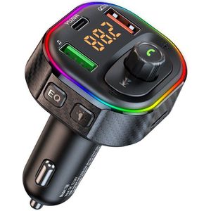Car mp3 Bluetooth5.1 FM Transmitter Type-C PD20W and QC3.0 Dual USB Charger 7-color Atmosphere Light Mp3 Player Lossless Music